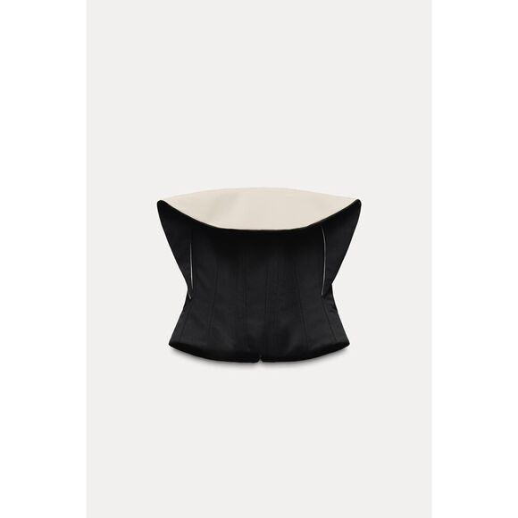 NWT ZARA Black White Sculptural Bustier Corset Top Size Small Avant-Garde - Picture 4 of 11